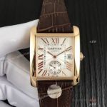 Swiss Grade Copy Cartier Tank Watch - Rose Gold Roman Dial